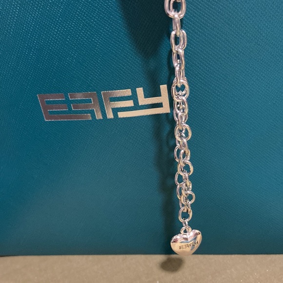 ❤️ NWOT - EFFY Engraved Heart Silvertone Open Chain Link Charm Bracelet - Picture 8 of 12